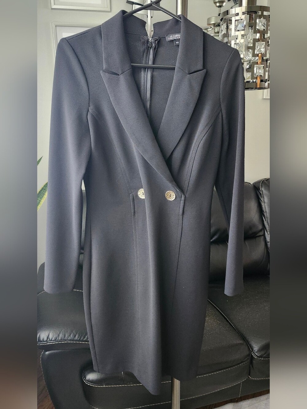le chateau Black Double-Breasted Tailored Blazer Dress